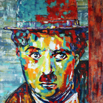 Pintura intitulada "Charlie Chaplin - M…" por Kathleen Artist, Obras de arte originais, Acrílico