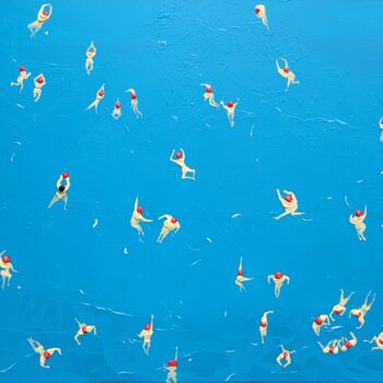 绘画 标题为“Swimming 1” 由Kathrin Flöge, 原创艺术品, 丙烯 安装在木质担架架上