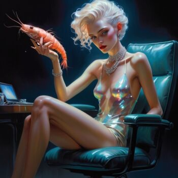 Arts numériques intitulée "Shrimp in der Hand" par Kathrin Mattheis, Œuvre d'art originale, Peinture numérique