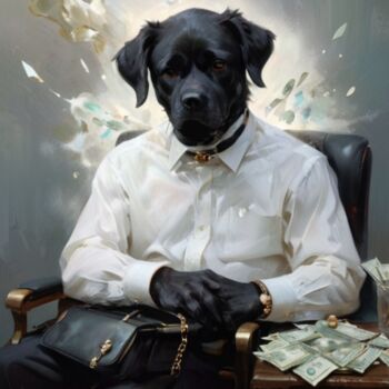 Digital Arts titled "Money Dog" by Kathrin Mattheis, Original Artwork, Digital Painting