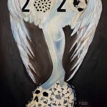 Painting titled "2021" by Kathy Leoni, Original Artwork, Oil Mounted on Wood Stretcher frame