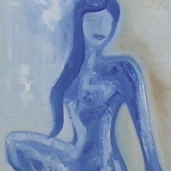 Pittura intitolato "Donna blu" da Kathy Leoni, Opera d'arte originale, Olio