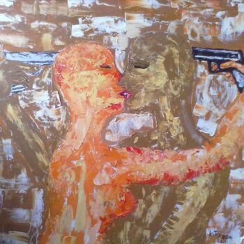 Pittura intitolato "amore e psiche" da Kathy Leoni, Opera d'arte originale, Olio
