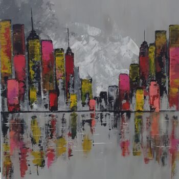 Painting titled "Manhattan" by Kathypic, Original Artwork, Acrylic