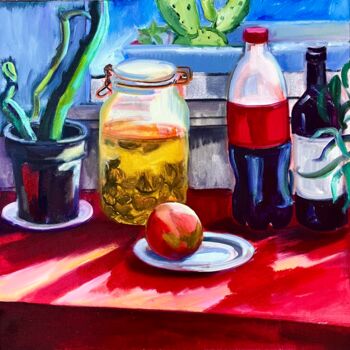 Malerei mit dem Titel "Green olives" von Katia Ansky, Original-Kunstwerk, Öl