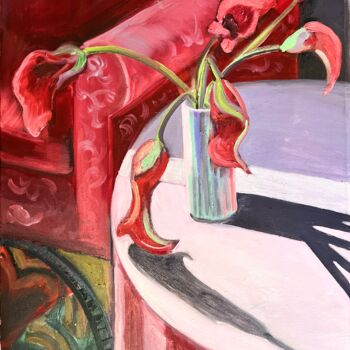 Pintura titulada "Red Flowers" por Katia Ansky, Obra de arte original, Oleo