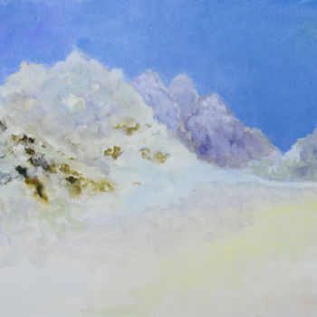 Peinture intitulée "Montagne enneigée" par Katia De Carvalho, Œuvre d'art originale, Huile