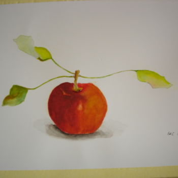 Malerei mit dem Titel "une pomme" von Katia De Carvalho, Original-Kunstwerk, Aquarell