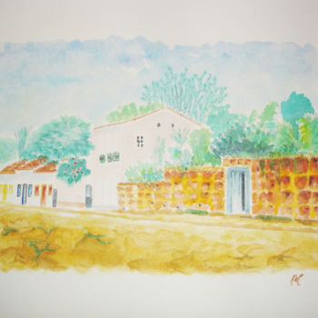 Malerei mit dem Titel "ruelle à Tiradentes" von Katia De Carvalho, Original-Kunstwerk, Aquarell