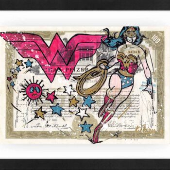 Peinture intitulée "Wonder Woman vs. Co…" par Katia Ferrari, Œuvre d'art originale, Crayon