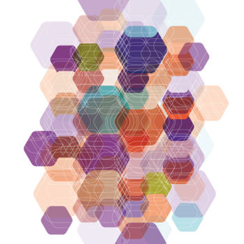 Digitale Kunst getiteld "Hexagon & Game Colo…" door Katia Iosca, Origineel Kunstwerk, 2D Digital Work