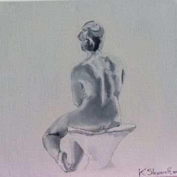 Pintura intitulada "nu assis" por Katia Slessareff, Obras de arte originais, Óleo