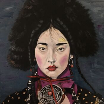 Malerei mit dem Titel "Mongolie" von Katia Slessareff, Original-Kunstwerk, Öl