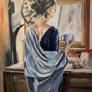 Peinture intitulée "Suzanne à la fenêtre" par Katia Slessareff, Œuvre d'art originale, Huile