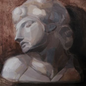 Painting titled "The plaster head of…" by Xenia Pushkareva, Original Artwork, Oil