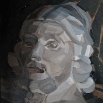 Painting titled "Plaster head" by Xenia Pushkareva, Original Artwork, Oil