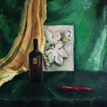 Painting titled "Still life with pla…" by Xenia Pushkareva, Original Artwork, Oil