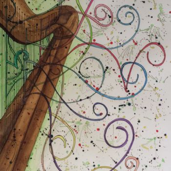 Peinture intitulée "L’arpa" par Katia Corallo, Œuvre d'art originale, Aquarelle