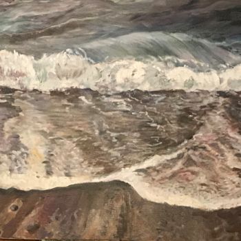 Painting titled "Wave" by Katie O'Looney, Original Artwork, Oil Mounted on Wood Stretcher frame