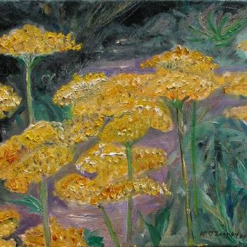 Pittura intitolato "yellow flowers" da Katie O'Looney, Opera d'arte originale