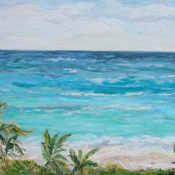 Ζωγραφική με τίτλο "Harbor Island  palm…" από Katie O'Looney, Αυθεντικά έργα τέχνης