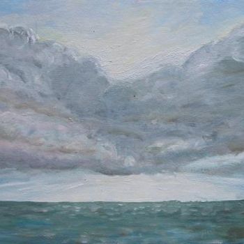 Painting titled "Harbor Island sea a…" by Katie O'Looney, Original Artwork, Oil Mounted on Wood Stretcher frame