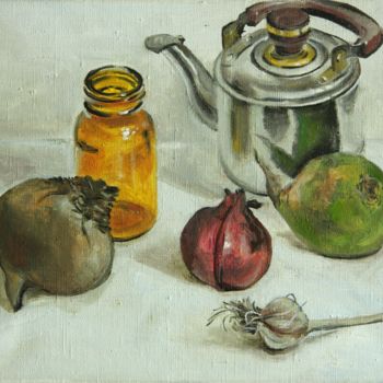 Painting titled "натюрморт с овощами…" by Kate Kozlova, Original Artwork, Oil