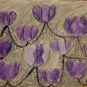 Картина под названием "Flowers" - Katja Bock, Подлинное произведение искусства, Цветные карандаши