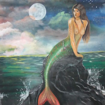 Painting titled "Sirene" by Katja Humbs, Original Artwork, Acrylic