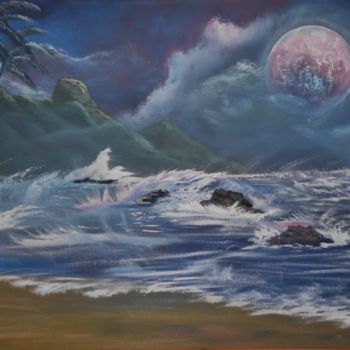 Painting titled "Beach Moon.jpg" by Katja Humbs, Original Artwork, Acrylic