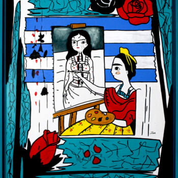 Malerei mit dem Titel "Hommage an Frida Ka…" von Katja M. Zippo, Original-Kunstwerk, Acryl