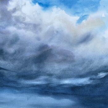 Peinture intitulée "Sky of Madeira" par Katja Vollmer, Œuvre d'art originale, Aquarelle
