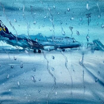 Peinture intitulée "Airport" par Katja Vollmer, Œuvre d'art originale, Aquarelle