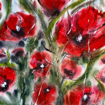 Malerei mit dem Titel "Poppies 1" von Katja Vollmer, Original-Kunstwerk, Aquarell