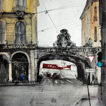 Malerei mit dem Titel "Genova" von Katja Vollmer, Original-Kunstwerk, Aquarell