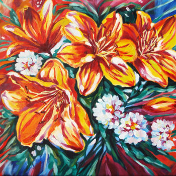 Painting titled "lilies.jpg" by Katreen Queen, Original Artwork, Oil