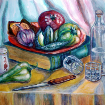 Painting titled "the-historian-lunch…" by Katreen Queen, Original Artwork, Acrylic