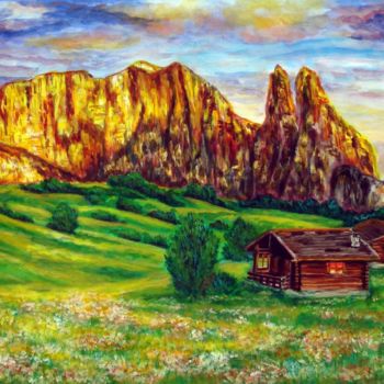 Painting titled "old-chalet.jpg" by Katreen Queen, Original Artwork, Acrylic