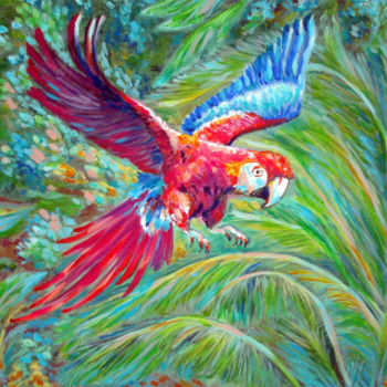 Schilderij getiteld "flying-parrot.jpg" door Katreen Queen, Origineel Kunstwerk, Acryl