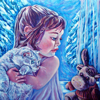 Painting titled "waiting-for-santa.j…" by Katreen Queen, Original Artwork, Oil