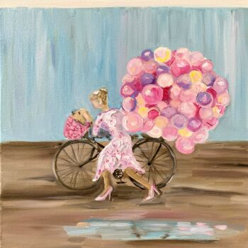 Painting titled "Going to work like…" by Katrin Gergert, Original Artwork, Oil Mounted on Wood Stretcher frame