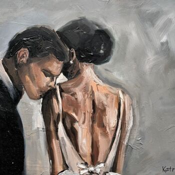 Painting titled "love her" by Katrin Gergert, Original Artwork, Oil Mounted on Wood Stretcher frame