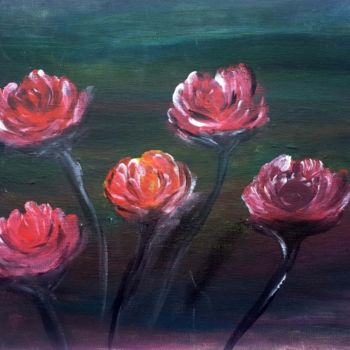 Картина под названием "Flowers" - Ekaterina Goncharenko, Подлинное произведение искусства, Акрил