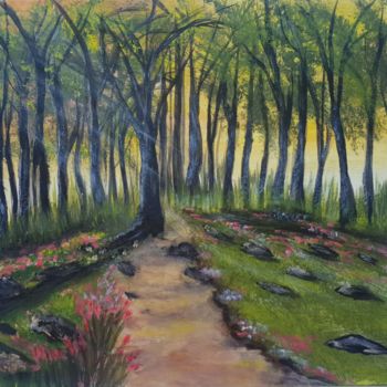 Картина под названием "Morning Forest" - Ekaterina Goncharenko, Подлинное произведение искусства, Акрил