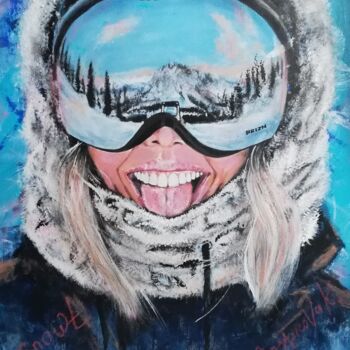 Painting titled "Snowt" by Katrina, Original Artwork, Acrylic Mounted on Wood Stretcher frame