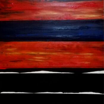 Schilderij getiteld "Red sunset" door Katrina, Origineel Kunstwerk, Acryl Gemonteerd op Frame voor houten brancard