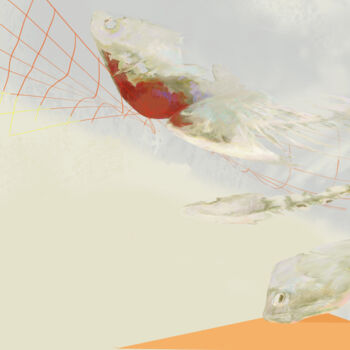 Peinture intitulée "Диптих Рыба-Геральд…" par Katrin Rymsha, Œuvre d'art originale, Peinture numérique Monté sur Châssis en…