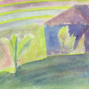 Painting titled "House in Ubud" by Katrin Rymsha, Original Artwork, Watercolor