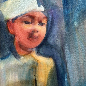 Painting titled "Balinese boy" by Katrin Rymsha, Original Artwork, Watercolor