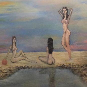Peinture intitulée "Девушки на краю све…" par Ramzes Tliakodugov, Œuvre d'art originale, Huile